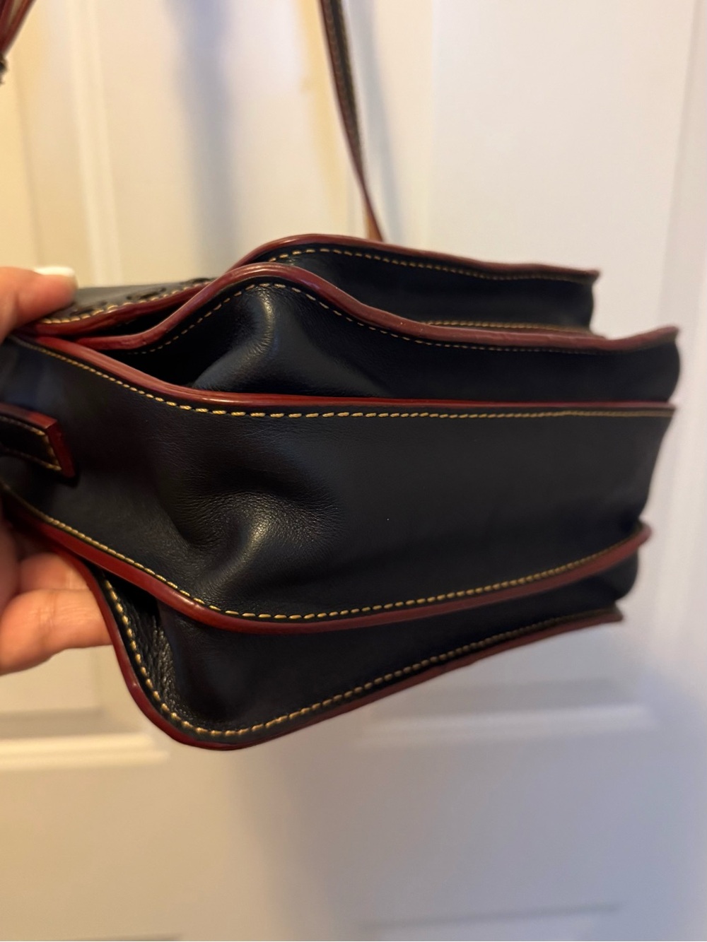 Dooney & Bourke Florentine Leather Binocular shoulder/Crossbody bag- Navy - Picture 8 of 16